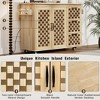 53.2" 3D Woven Checkerboard Pattern Kitchen Island on Wheels, with Drop Leaf, Internal Storage Rack, Power Outlet, 3 Drawers & 2 Cabinets - 4 of 4
