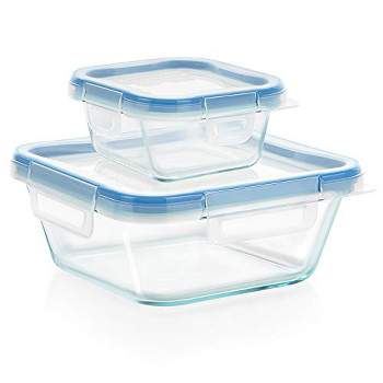 Snapware Total Solution 4-Pc Glass Food Storage Containers Set with Plastic Lids, 4-Cup & 1-Cup Square