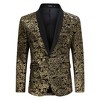 Men's Gold-Foil Printed Suit Jacket Blazer with Velvet-Like Base Fabric - 2 of 4