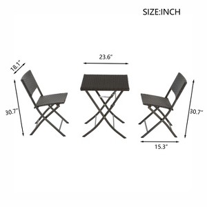 ONWITH Rattan Patio Bistro Set, 3 Piece Foldable Outdoor Patio Furniture Sets, with Folding Table - 1 of 4