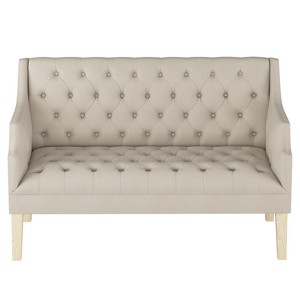 Tufted Settee Light Gray with Natural Legs - Threshold