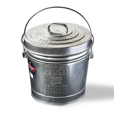 Behrens 10-Gallon Embossed Feed & Seed Galvanized Steel Locking Lid Storage Can