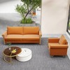 TiramisuBest Orange Velvet Sofa and Armchair Set,Mid-Century Modern Living Room Furniture with Gold Metal Accents,Plush Couch and Matching Chair - 2 of 4