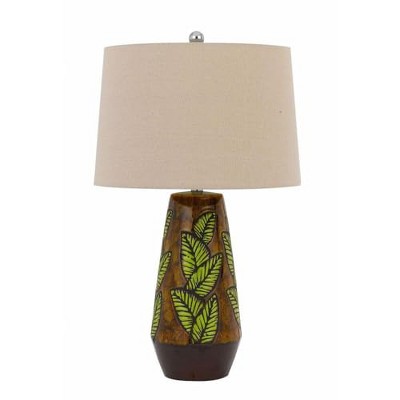 Cal Lighting 150W 3 way Hanson ceramic table lamp with hardback taper linen drum shade