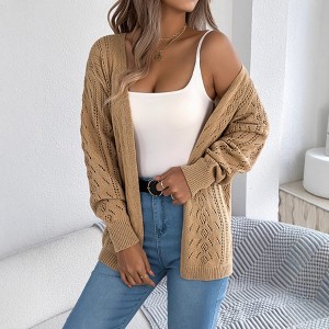 Coolmee Womens Crochet Cardigan Sweater Casual Boho Oversized Loose Fit Open Front Hollow Out Outwear - 1 of 4