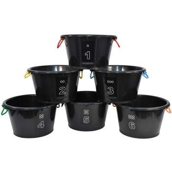 Sportime Drum-N-Store Buckets, 18 x 12 Inches, Black, Set of 6