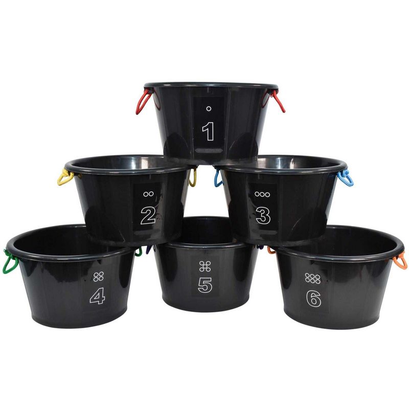 Sportime Drum-N-Store Buckets, 18 x 12 Inches, Black, Set of 6, 1 of 5