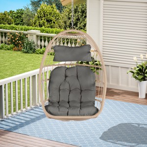 Outdoor Swing Egg Chair,Garden Rattan Hanging Egg Chair With Water Resistant Cushion,Egg Chair For Patio,Garden-Cuddlewood - 1 of 4