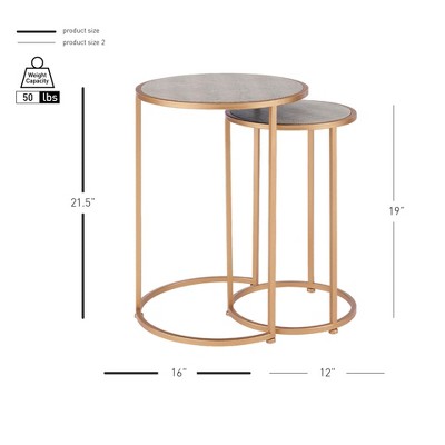 Anza Chronicle Gray Faux Shagreen Round Nesting End Tables