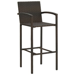 vidaXL Bar Stool Bar Seat Counter Height Island Stool for Pub Poly Rattan - Brown Set of 4 - 1 of 4