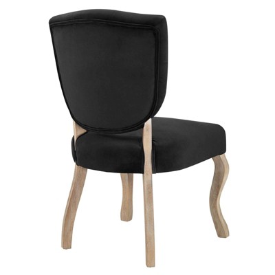 Elegant Noir Velvet & Weathered Wood Dining Chair