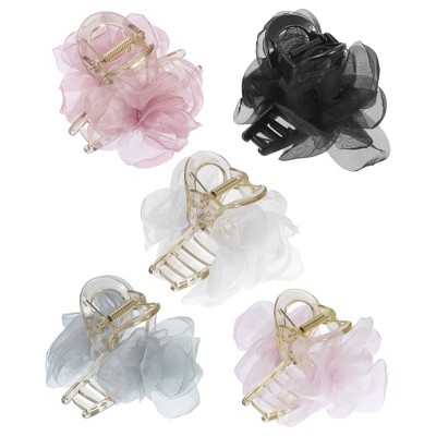Unique Bargains Women's Fashion Rose Flower Hairpin Hairdo Clip 3.35"x3.15"x2.76" 5 Pcs