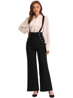 INSPIRE CHIC Women's Casual Office Adjustable Straps Wide Leg Jumpsuits