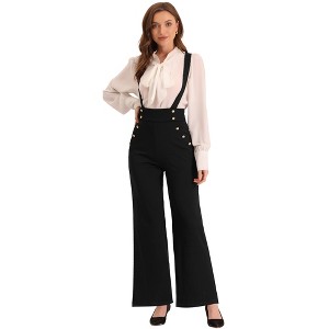 INSPIRE CHIC Women's Casual Office Adjustable Straps Wide Leg Jumpsuits - 1 of 4