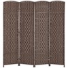 HOMCOM Room Divider, 6' Tall Folding Privacy Screen, Hand-Woven Freestanding Wood Partition for Home Office, Bedroom - 4 of 4