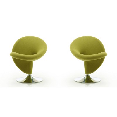 Set of 2 Curl Wool Blend Swivel Accent Chairs Green - Manhattan Comfort