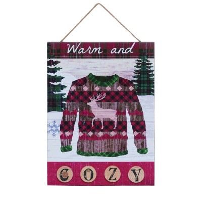 Transpac Wood 12 in. Multicolor Christmas Dimensional Lodge Decor