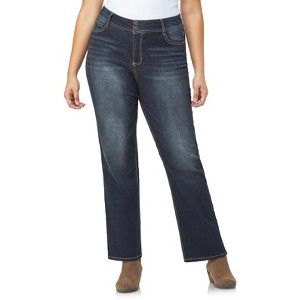 WallFlower Women's Plus Size Luscious Curvy Bootcut Mid-Rise Insta Stretch Juniors Jeans - 1 of 4