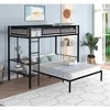 Metal Twin over Full Bunk with Shelves & Grid Panel Sturdy Metal Bed Frame Noise-free Wood Slats Comfortable Textilene Guardrail, For Boys Girls Teens - 2 of 4