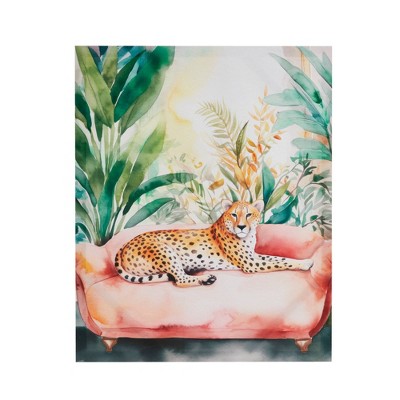 Madison Park 16"x20" Jungle Wild Regal Lion Print Canvas Natural Wall Art Green