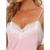 cheibear Womens Sleepwear Pjs Lace Trim Satin Lingerie Silk Cami with Shorts Pajama Set - 4 of 4