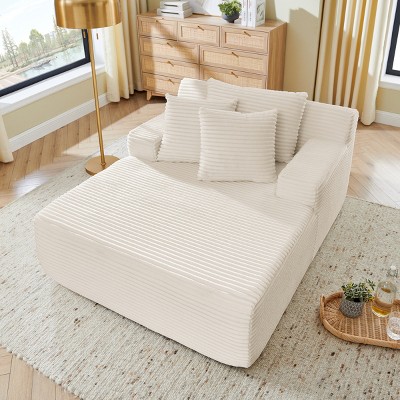 Velvet Lazy Lounge Chair with High-Density Foam,Fluffy No-Assembly Single Sofa for Bedroom or Living Room-Cuddlewood
