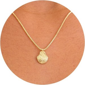 14K Gold Plated Charm Necklace for Women, Assorted Beach & Nature Themed Pendants - 1 of 4