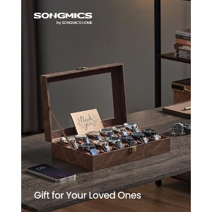SONGMICS Watch Box, 12-Slot Watch Case with Large Glass Lid, Removable Watch Pillows, Watch Box Organizer, Gift for Loved Ones - 1 of 4