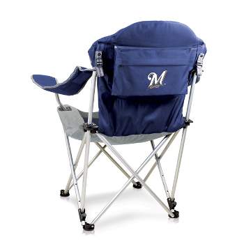 MLB Milwaukee Brewers Reclining Camp Chair - Navy Blue with Gray Accents