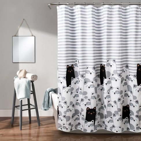 72 X72 Striped Bear Shower Curtain Gray Black Lush Dcor Target