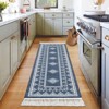 Indoor Tassel Area Rug for Bedroom Living Room - Washable Bordered Farmhouse Carpet, Non-Slip Soft Low Pile Stain-Resistant Mat - 3 of 4
