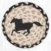 Earth Rugs Black Horse Round Coaster – 7"x7" Braided Jute with Hand-Stenciled Western Horse Design for Rustic Decor - 2 of 3