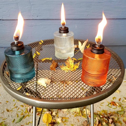 Carved Glass Tabletop Torch - Blue - Tiki: Bitefighter Clean Burn 