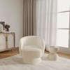 LeisureMod Accent Chair Upholstered Velvet Boucle Linen Armchair with Round Barrel Design and 360-Degree Swivel Removable Round Base - 2 of 4