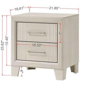 Gulches Contemporary Two-Drawer Nightstand, White/Beige Wooden Bedside Cabinet with Clean Lines, 21.7"W x 16.6"D x 23.3"H for Bedroom - 1 of 3