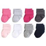 Luvable Friends Baby Girl Fun Essential Socks, Gray Pink