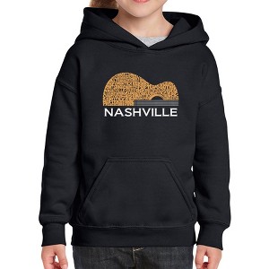 LA Pop Art Nashville Guitar - Girl's Word Art Hooded Sweatshirt - 1 of 4