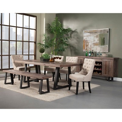 Alpine Prairie 75'' Reclaimed Natural and Black Pine Dining Bench