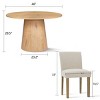 5-Piece Dining Set with 46'' Round Pedestal Table & 4 Upholstered Linen Chairs, Modern Farmhouse Kitchen & Dining Room Furniture-Maison Boucle - 3 of 4