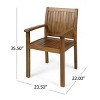 Set of 2 Rustic Acacia Wood Outdoor Dining Chairs, Teak Finish with Slat Panel Design, Weather-Resistant & Stylish Seating-Coolbibila - 4 of 4