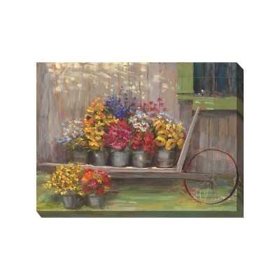 Cottage Garden West of The Wind Pick of The Day Colorful 40 x 30 Inch Waterproof Gallery Wrapped Canvas, Outdoor Garden, Yard, Patio All Weather
