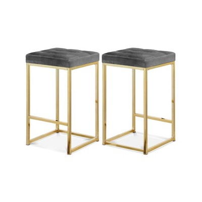 Meridian Furniture,Nicola Grey Velvet Stool, Set of 2