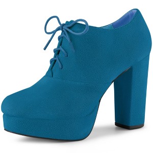 Allegra K Women's Platform Chunky Heel Lace Up Booties - 1 of 4