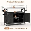 Zevemomo Outdoor Grill Cart, Stainless Steel Tabletop Outdoor Kitchen Island,Solid Wood Outdoor Buffet Cabinet with Lockable Wheels for Grilling,Black - 3 of 4