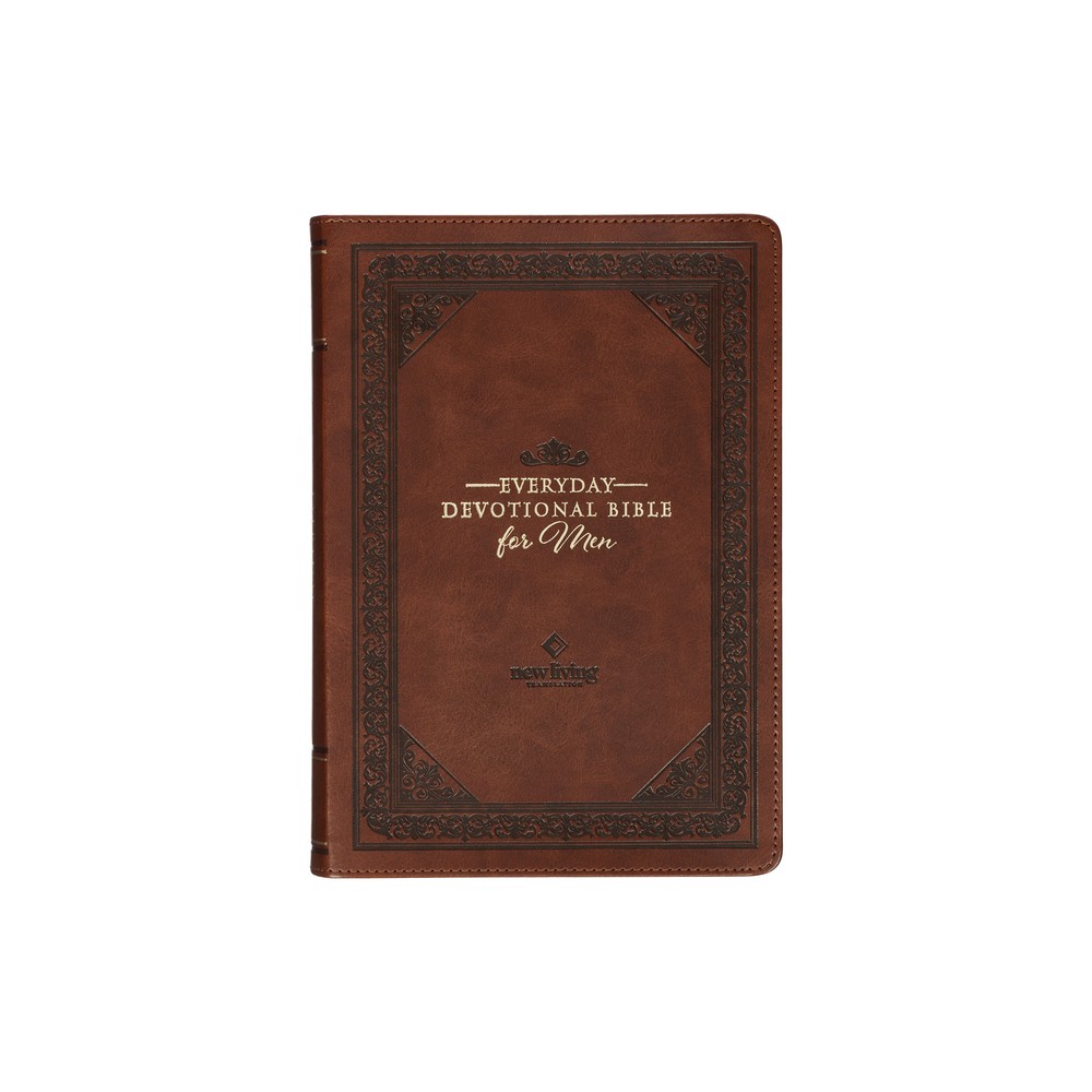 NLT Holy Bible Everyday Devotional Bible for Men New Living Translation, Vegan Leather, Brown Debossed - (Leather Bound)