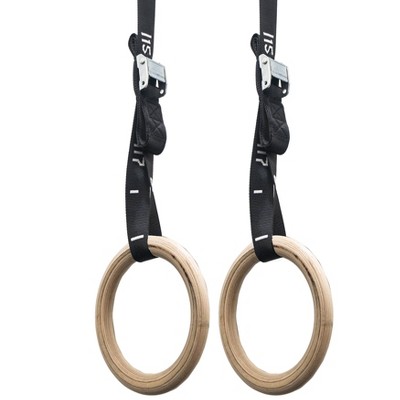 Valor Fitness GRW-1 Wood Gym Rings with Straps