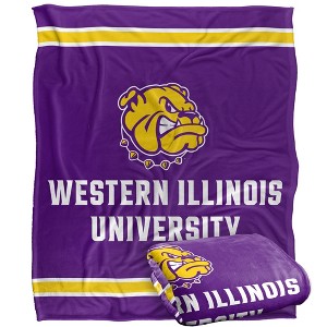 Western Illinois University Primary Logo Stripes Silky 50x60 Blanket, 1 Sided - 1 of 4