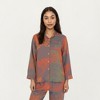 Anna-Kaci Lounge Women's 2-Piece Set Long Sleeve Button Front Top and Relaxed Fit Pants Pajama Set with Abstract Print - 2 of 4