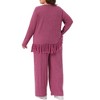 Agnes Orinda Women's Plus Size 2 Piece Crew Neck Asymmetrical Fringe Hem Long Sleeve Ribbed Top and Long Pants Casual Lounge Sets - 4 of 4