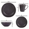 Elanze Designs Chic Ribbed Modern Thrown Pottery Look Ceramic Stoneware Kitchen Dinnerware 16 Piece Set - Service for 4, Charcoal Grey - 4 of 4
